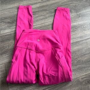 Lululemon Align Bright Pink Leggings Pant Size 2 Inseam 25” Double Lined EUC